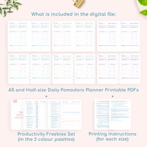 Daily Pomodoro Planner A5 / Half-size Printable PDF Pomodoro Tracker 3 ...