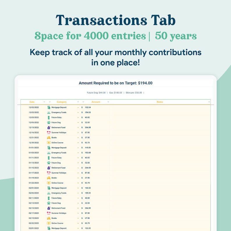 Savings tracker spreadsheet sinking funds googlesheets template digital