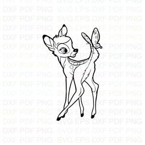 Bambi_Hirsch_Schmetterling Svg Umriss Dxf Eps Pdf Png, Cricut, Plotterdatei, Vektor, Clipart - Instant Download
