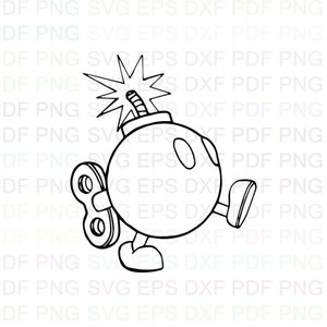 Super_Mario_Bomb_Walking, Plotterdatei, Dxf, Eps, Pdf, Cricut, Plotterdatei - Instant Download