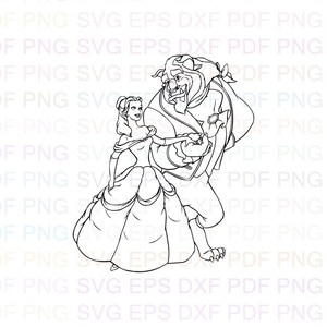 La Bella y la Bestia 005 Svg Outline Dxf Eps Pdf Png, Cricut, Archivo de corte, Vector, Clipart - Descarga instantánea
