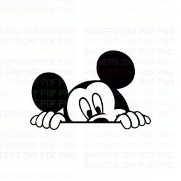 Die-Cut Vinyl Decal Sticker Mickey Mouse Peeking For MacBook Laptop Car Window Black