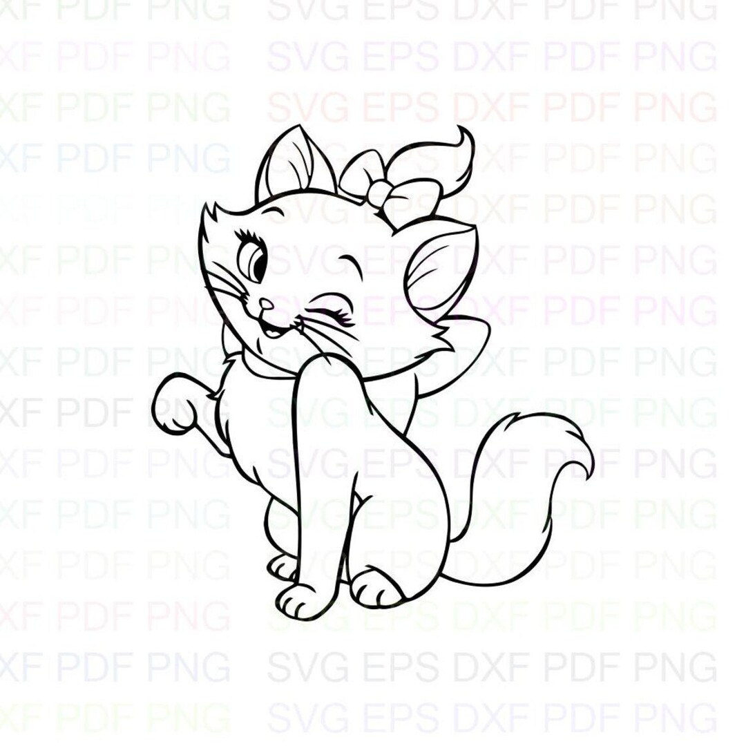 Cute_marie_the_aristocats Svg Outline Dxf Eps Pdf Png, Cricut, Cutting ...