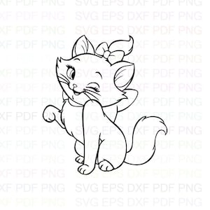 cute_marie_The_Aristocats Svg アウトライン Dxf Eps Pdf Png、Cricut、カッティング ファイル、ベクター、クリップアート - 即時ダウンロード
