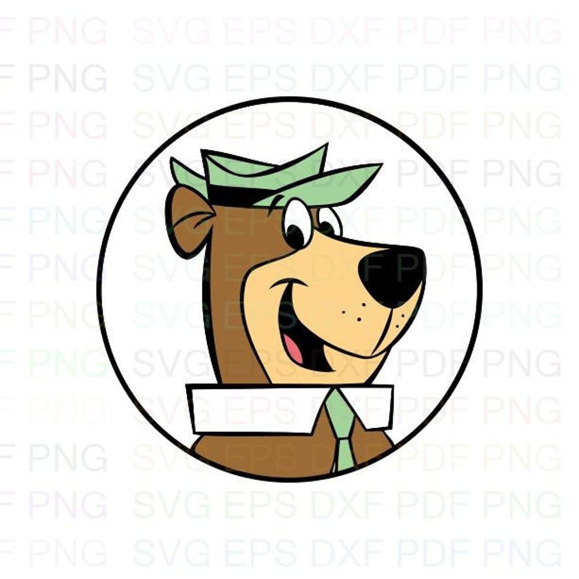 Yogi_Bear_Face_with_circle Svg Dxf Eps Pdf Png, Cricut, Cutting file, Vector, Clipart - Instant Download