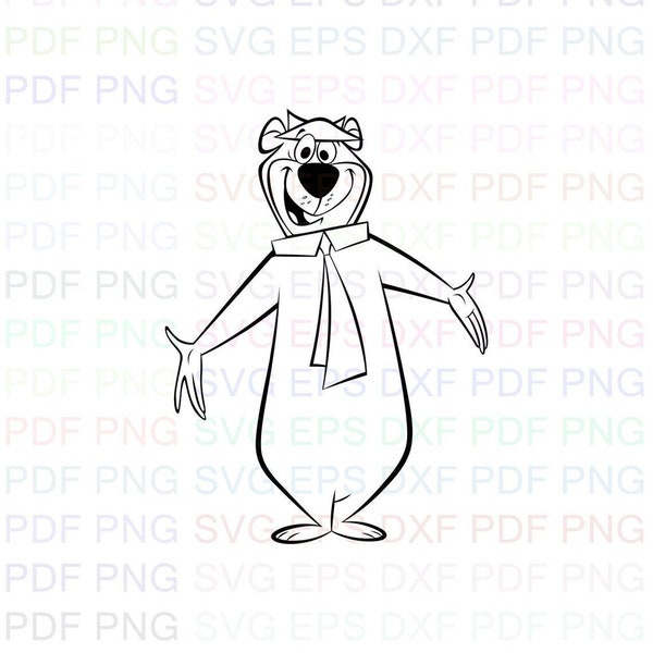 Yogi_Bear_3 Svg Outline Dxf Eps Pdf Png, Cricut, Cutting file, Vector, Clipart - Instant Download