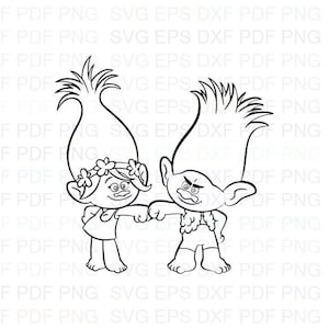 Poppy_2_Trolls_Svg Outline Dxf Eps Pdf Png, Cricut, Plotterdatei, Vektor, Clipart - Instant Download