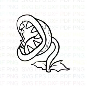 Super_Mario_Bros_piranha_plant Svg Outline Dxf Eps Pdf Png, Cricut, Arquivo de corte, Vetor, Clipart - Download instantâneo