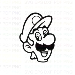 Luigi_Face_Super_Mario_Bros (Spirale)_Svg Outline Dxf Eps Pdf Png, Cricut, Plotterdatei, Vektor, Clipart - Instant Download