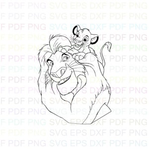 mufasa_and_baby_simba_the_lion_king_2 Svg Outline Dxf Eps Pdf Png, Cricut, Arquivo de corte, Vetor, Clipart - Download instantâneo