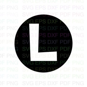 Luigi_logo_L_Super_Mario_Bros Svg Outline Dxf Eps Pdf Png, Cricut, Arquivo de corte, Vetor, Clipart - Download instantâneo