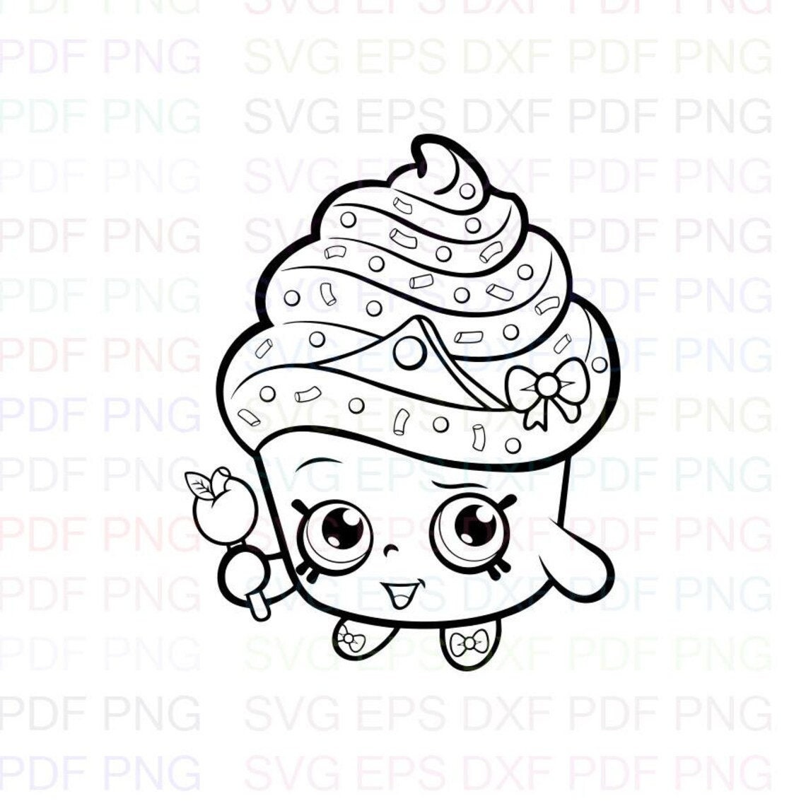 Cupcake_queen_shopkins Svg Outline Dxf Eps Pdf Png, Cricut, Cutting ...