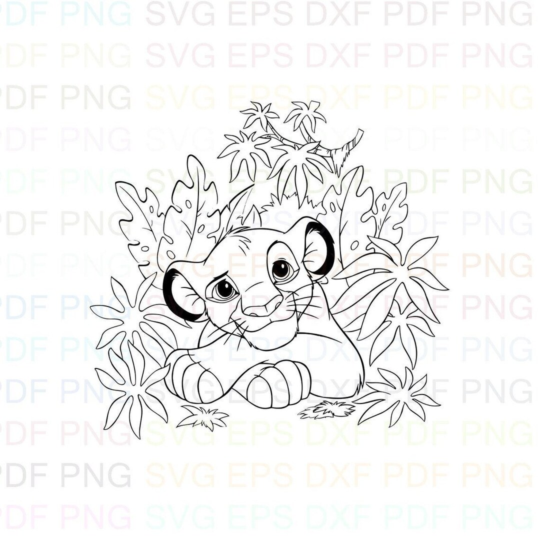 Simba Vector File Simba_the_lion_king_21 Svg Outline Dxf Eps Pdf Png, Cricut, Cutting ...
