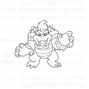 Bowser_Super_Mario_Bros_2 Svg Outline Dxf Eps Pdf Png, Cricut, Arquivo de corte, Vetor, Clipart - Download instantâneo