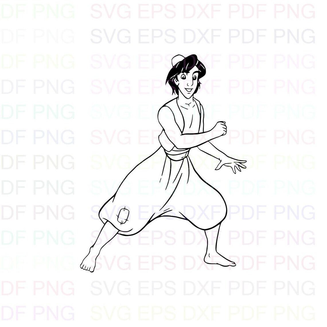 Aladdin_svg Svg Outline Dxf Eps Pdf Png, Cricut, Cutting File, Vector ...