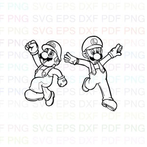Super_Mario_and_Luigi svg Umriss Dxf Eps Pdf Png, Cricut, Plotterdatei, Vektor, Clipart - Instant Download