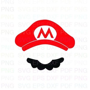 Super_Mario_Boné_e_Bigode Svg Dxf Eps Pdf Png, Cricut, Arquivo de corte, Vetor, Clipart - Download instantâneo
