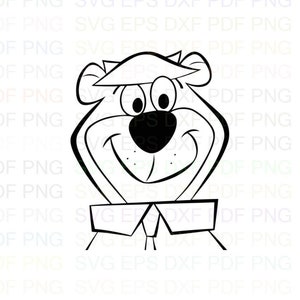 Yogi_Bear_Face Svg Outline Dxf Eps Pdf Png, Cricut, Cutting file, Vector, Clipart - Instant Download