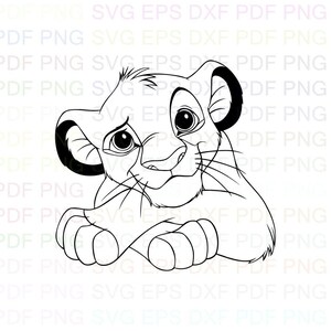 Simba_The_Lion_King_13 Svg Outline Dxf Eps Pdf Png, Cricut, File di taglio, Vettore, Clipart - Download immediato