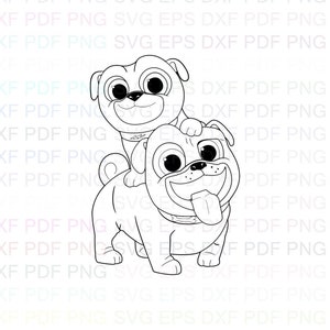 puppy_dog_pals_Rolly_and_Bingo_very_happy Svg Outline Dxf Eps Pdf Png, Cricut, Cutting file, Vector, Clipart - Instant Download