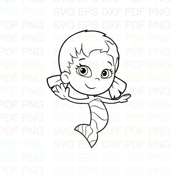 Oona_Bubble_Guppies Svg Outline Dxf Eps Pdf Png, Cricut, Cutting file, Vector, Clipart - Instant Download