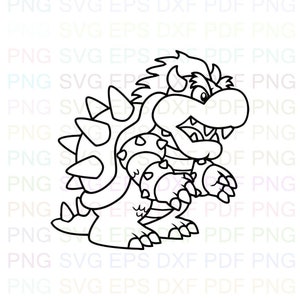 Bowser_Super_Mario_Bros svg Umriss Dxf Eps Pdf Png, Cricut, Plotterdatei, Vektor, Clipart - Instant Download