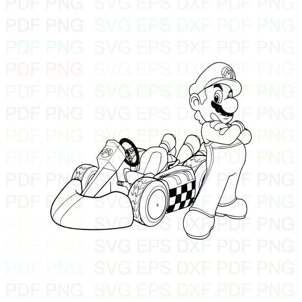 Mario_Kart Svg Outline Dxf Eps Pdf Png, Cricut, Cutting file, Vector, Clipart - Instant Download