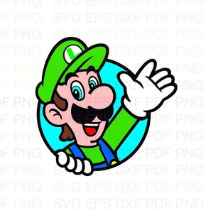 Luigi_wancing_his_hand_Through_a_Circle_Super_Mario_Bros_Svg Dxf Eps Pdf Png, Cricut, Schneidedatei, Vektor, Clipart - Instant Download