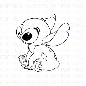 Stitch_Looking_for_one_side_Lilo_and_Stitch_Left Svg outline Dxf Eps Pdf Png, Cricut, Cutting-bestand, Vector, Clipart - Instant Download