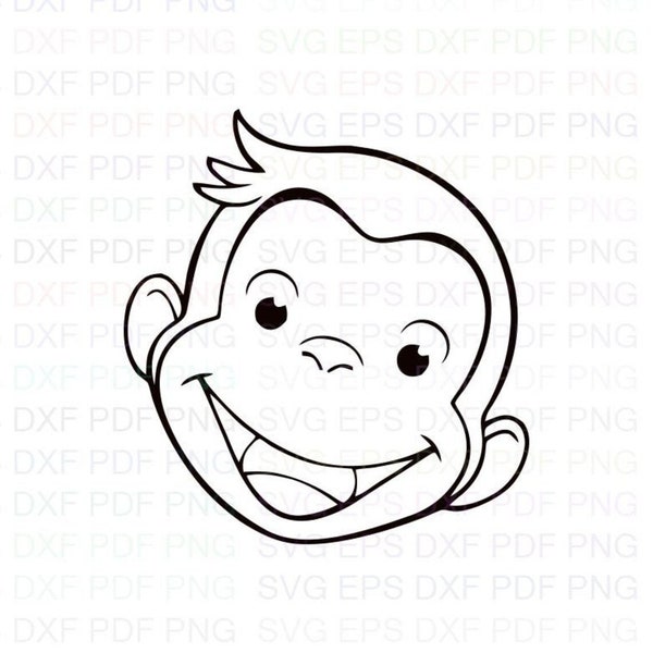 Curious_George_Face Svg Outline Dxf Eps Pdf Png, Cricut, Cutting file, Vector, Clipart - Instant Download