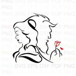 Beauty_and_the_Beast_silhouette_4 Svg-overzicht Dxf Eps Pdf Png, Cricut, snijbestand, Vector, Clipart - Instant Download