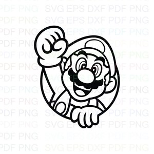 Super_Mario_Bros_winkt_seine_Hand_Durch_einen_Kreis_2Svg Umriss Dxf Eps Pdf Png, Cricut, Schneidedatei, Vektor, Clipart - Instant Download