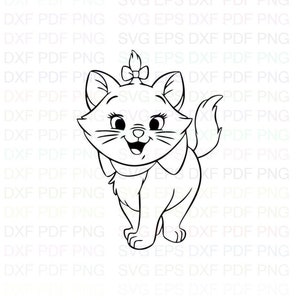 Marie_the_white_kitten_The_Aristocats_4 Svg アウトライン Dxf Eps Pdf Png、Cricut、カッティング ファイル、ベクター、クリップアート - 即時ダウンロード