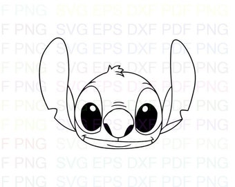 Stitch_Face_Lilo_and_Stitch Svg Outline Dxf Eps Pdf Png, Cricut, Cutting file, Vector, Clipart - Instant Download