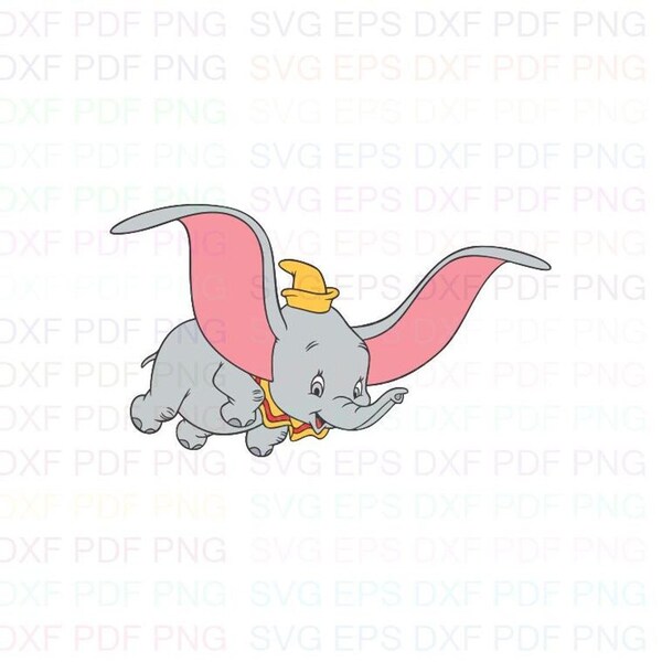 Dumbo_Flying_Elephant_3 Svg Dxf Eps Pdf Png, Cricut, Cutting file, Vector, Clipart - Instant Download