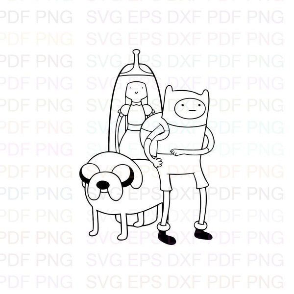 Finn_the_Human_and_Princess_Bubblegum_and_Jake_Adventure_Time Svg Outline Dxf Eps Pdf Png, Cricut, Cutting file, Vector, Clipart