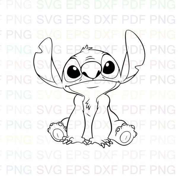 Stitch_3_Lilo_and_Stitch Svg Outline Dxf Eps Pdf Png, Cricut, Cutting file, Vector, Clipart - Instant Download