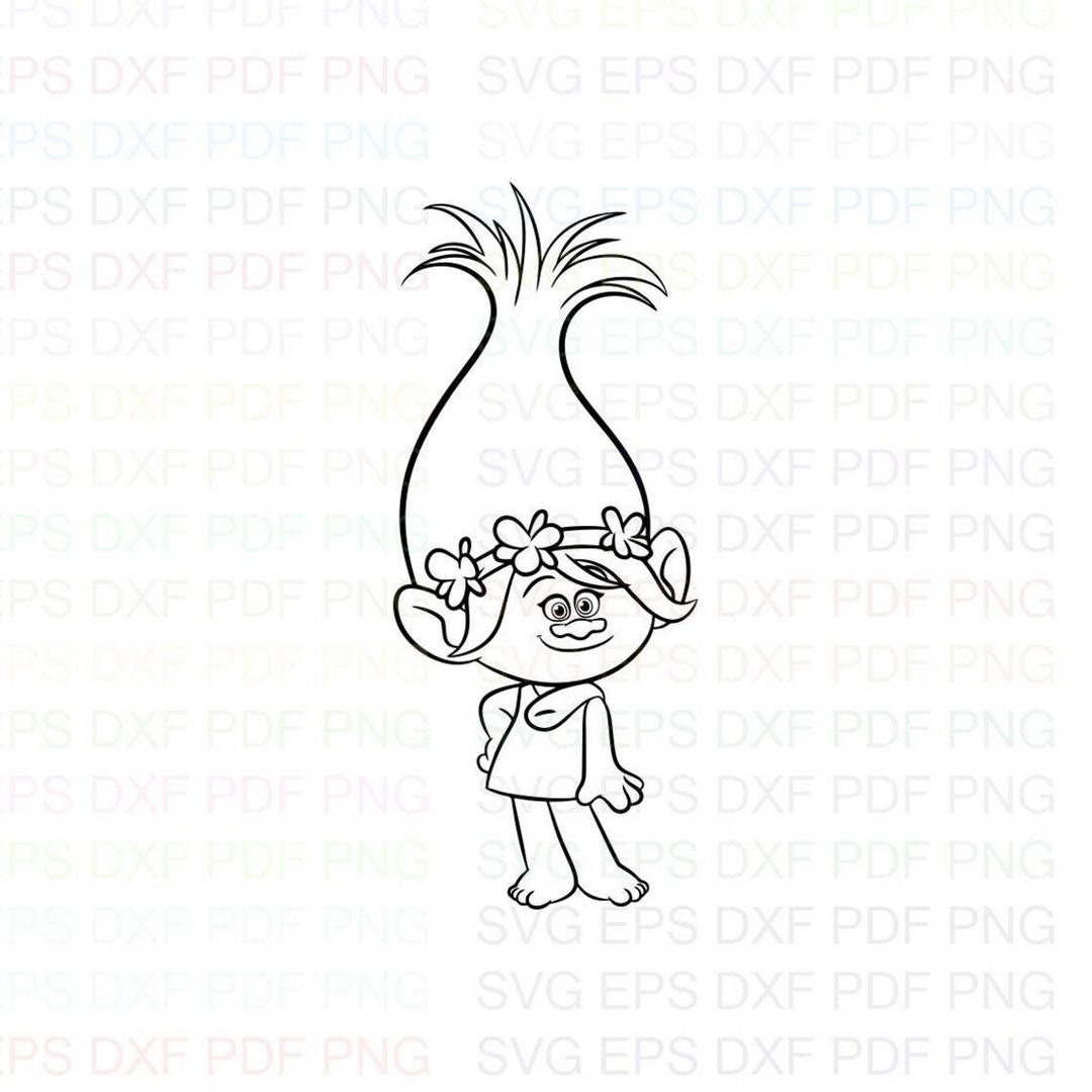 Poppy_trolls Svg Outline Dxf Eps Pdf Png, Cricut, Cutting File, Vector ...