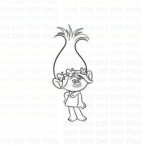 Poppy_Trolls SVG, Umriss Dxf, Eps, Pdf, Cricut, Plotterdatei, Vektor, Clipart - Instant Download