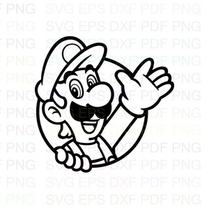 Luigi_winkt_seiner_Hand_Durch_einen_Kreis_Super_Mario_Bros_Svg Outline Dxf Eps Pdf Png, Cricut, Schneidedatei, Vektor, Clipart