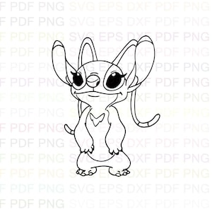 Angel_Stitch_Pink_lilo_and_stitch Svg Outline Dxf Eps Pdf Png, Cricut, File di taglio, Vettore, Clipart - Download immediato