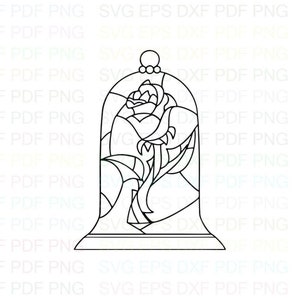 Rosa La Bella y la Bestia Svg Outline Dxf Eps Pdf Png, Cricut, Archivo de corte, Vector, Clipart - Descarga instantánea