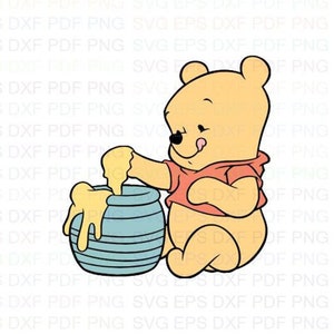 Baby_Pooh_eating_honey_Winnie_The_Pooh Svg Dxf Eps Pdf Png, Cricut, Cutting-bestand, Vector, Clipart - Instant Download