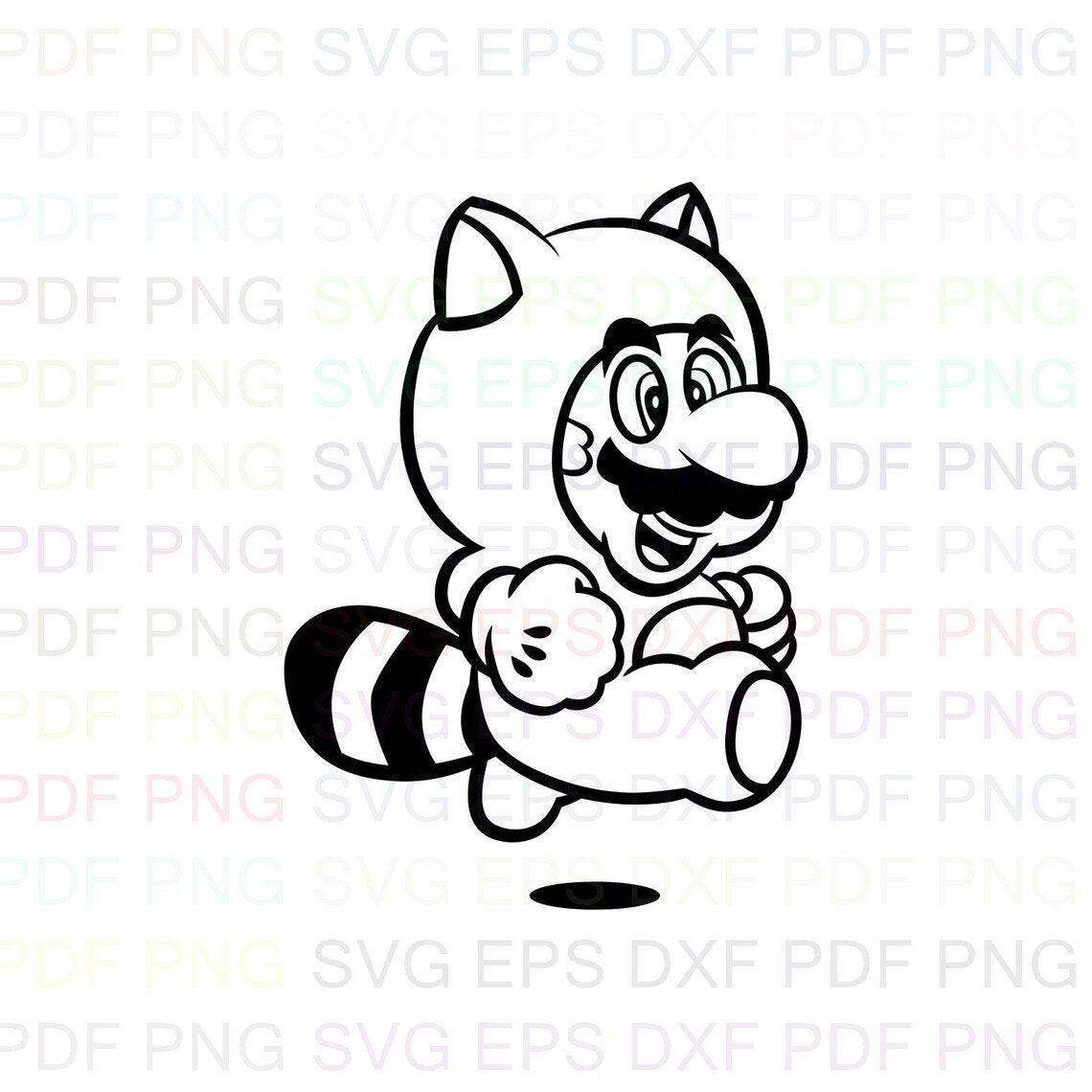 Super_mario_raccoon Svg Outline Dxf Eps Pdf Png, Cricut, Cutting File