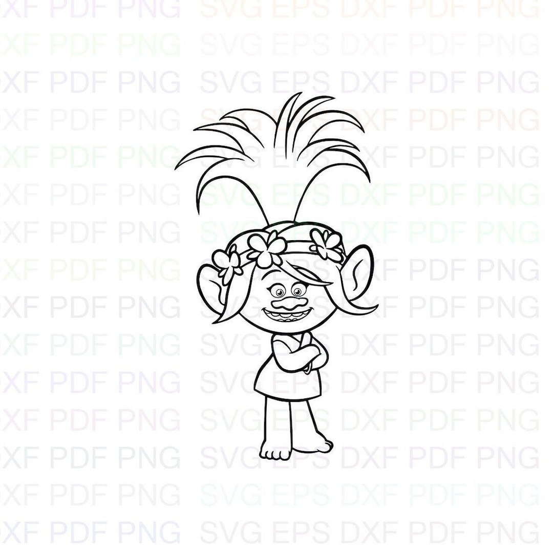 Poppy_stay_trolls Svg Outline Dxf Eps Pdf Png, Cricut, Cutting File ...