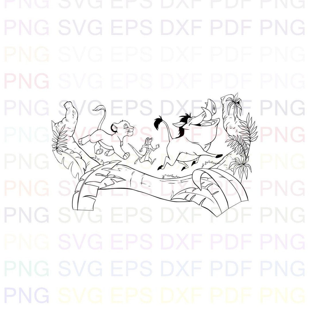 Pumbaa_timon_and_pumbaa_7 Svg Outline Dxf Eps Pdf Png, Cricut, Cutting ...