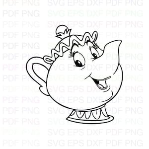 Mrs_Potts_Beauty_and_the_Beast Svg-overzicht Dxf Eps Pdf Png, Cricut, Cutting-bestand, Vector, Clipart - Instant Download
