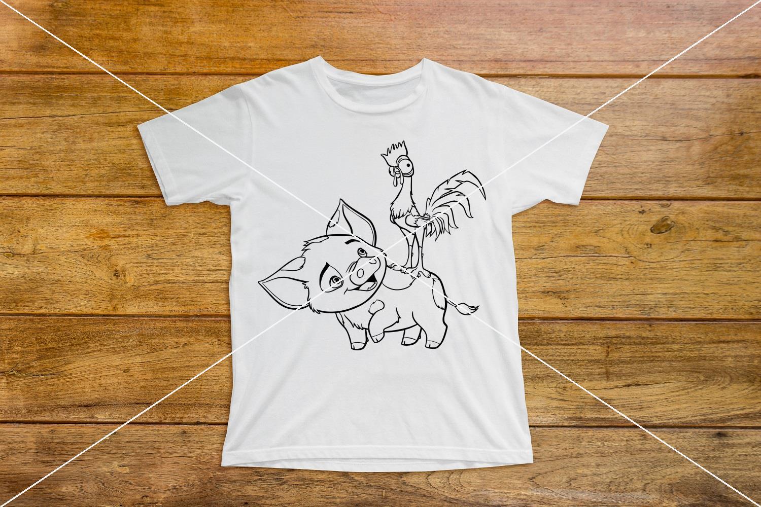 Heihei_and_pua_moana Svg Outline Dxf Eps Pdf Png, Cricut