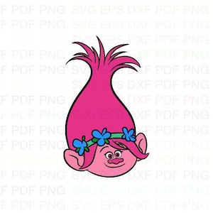 Poppy_Head_Trolls Svg Dxf Eps Pdf Png, Cricut, Arquivo de corte, Vetor, Clipart - Download instantâneo