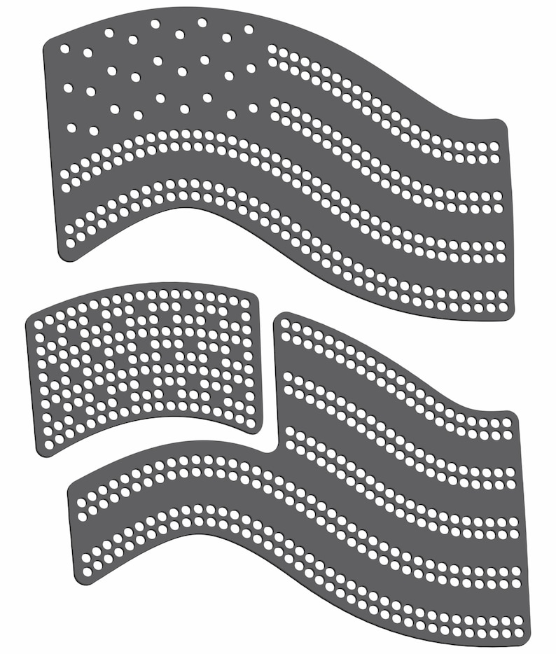 Magnetic Rhinestone Template -WAVING FLAG 8